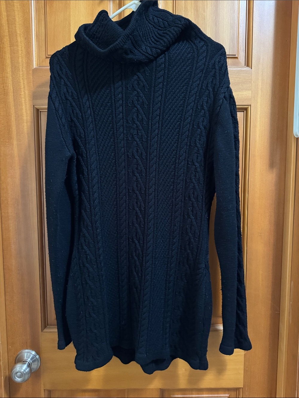 Black Cable Knit Turtleneck Sweater